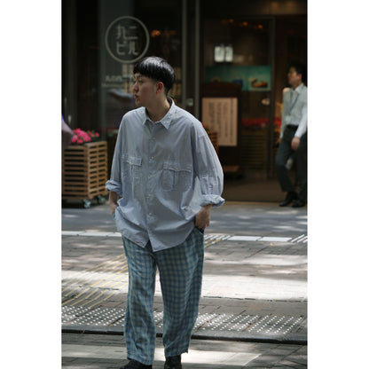 ROLL UP STRIPE SHIRT (ALUMO FABRIC 140/2)