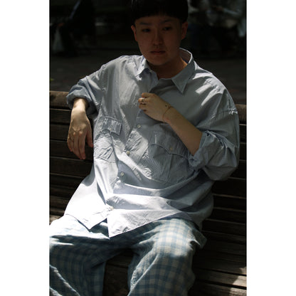 ROLL UP STRIPE SHIRT (ALUMO FABRIC 140/2)