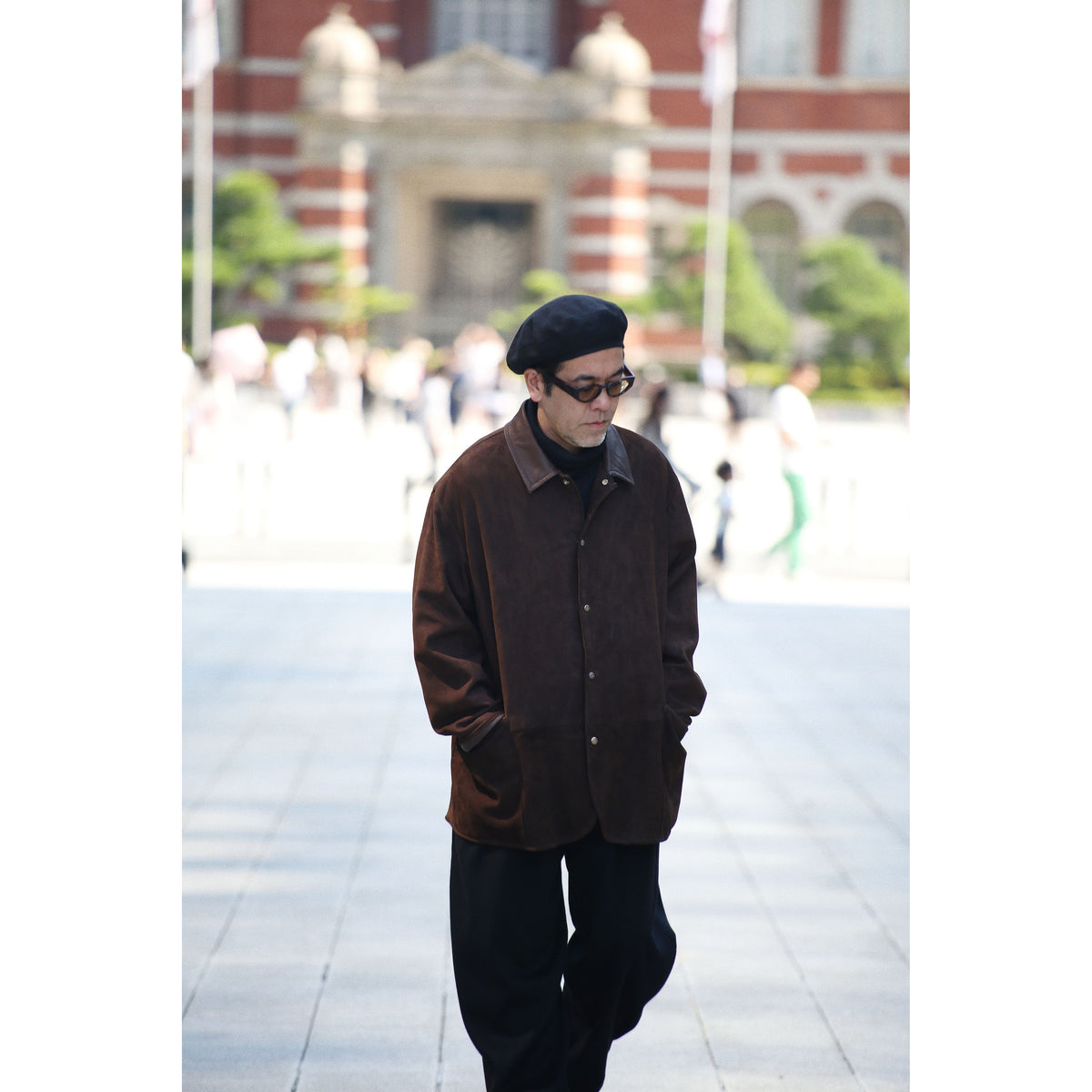 LEATHER SUEDE HORSE RIDING JACKET W / SILVER BUTTONS (ENTREFINO)