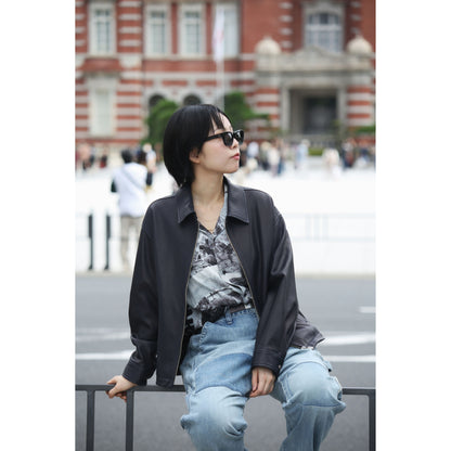 LEATHER ZIP UP JACKET W/LOVE & PEACE SILVER (ENTREFINO)