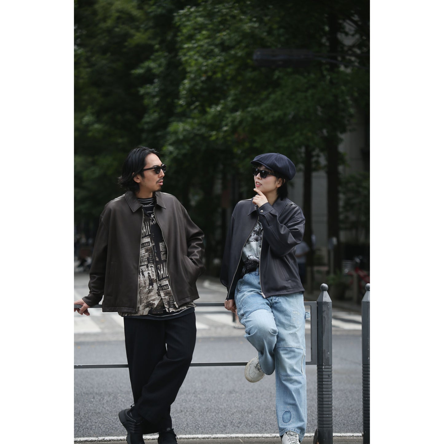 LEATHER ZIP UP JACKET W/LOVE & PEACE SILVER (ENTREFINO)