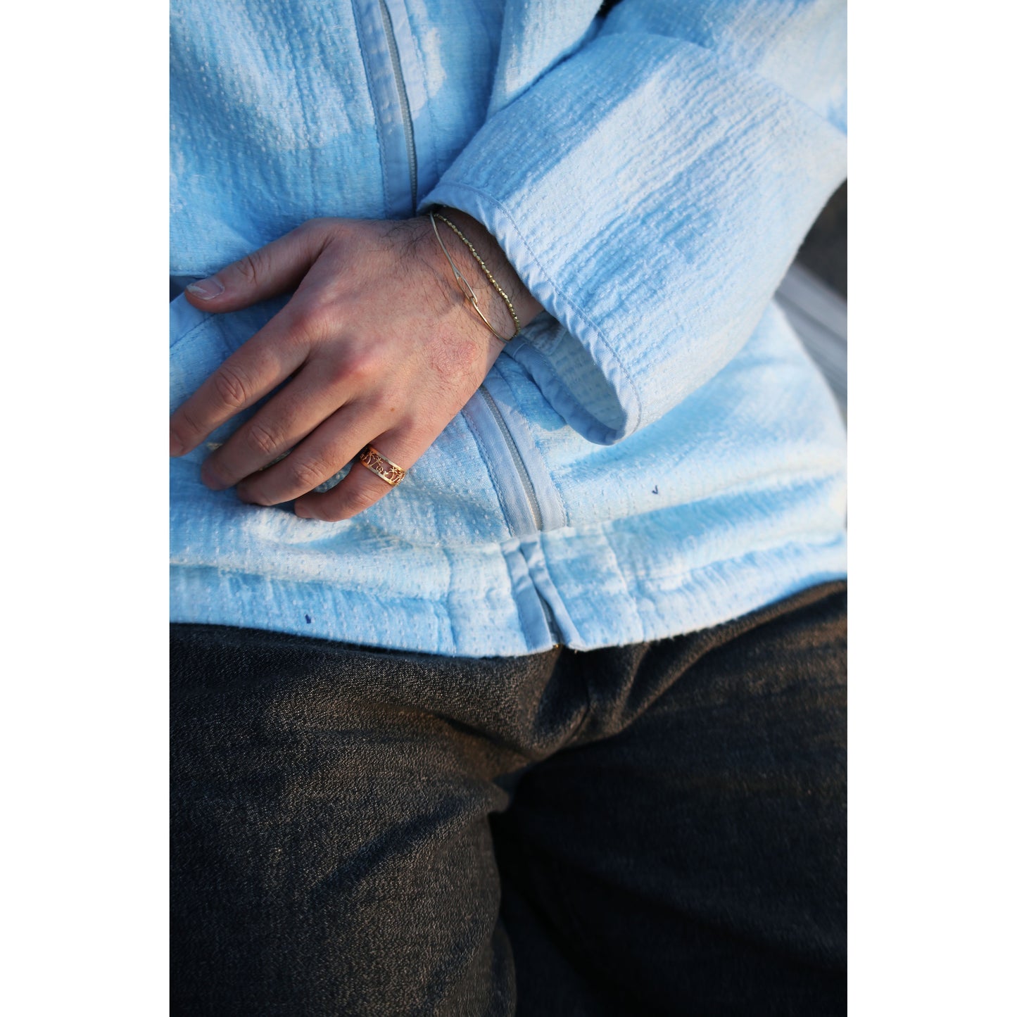 PAINTED SASHIKO WATERCOLOR ZIP UP JACKET