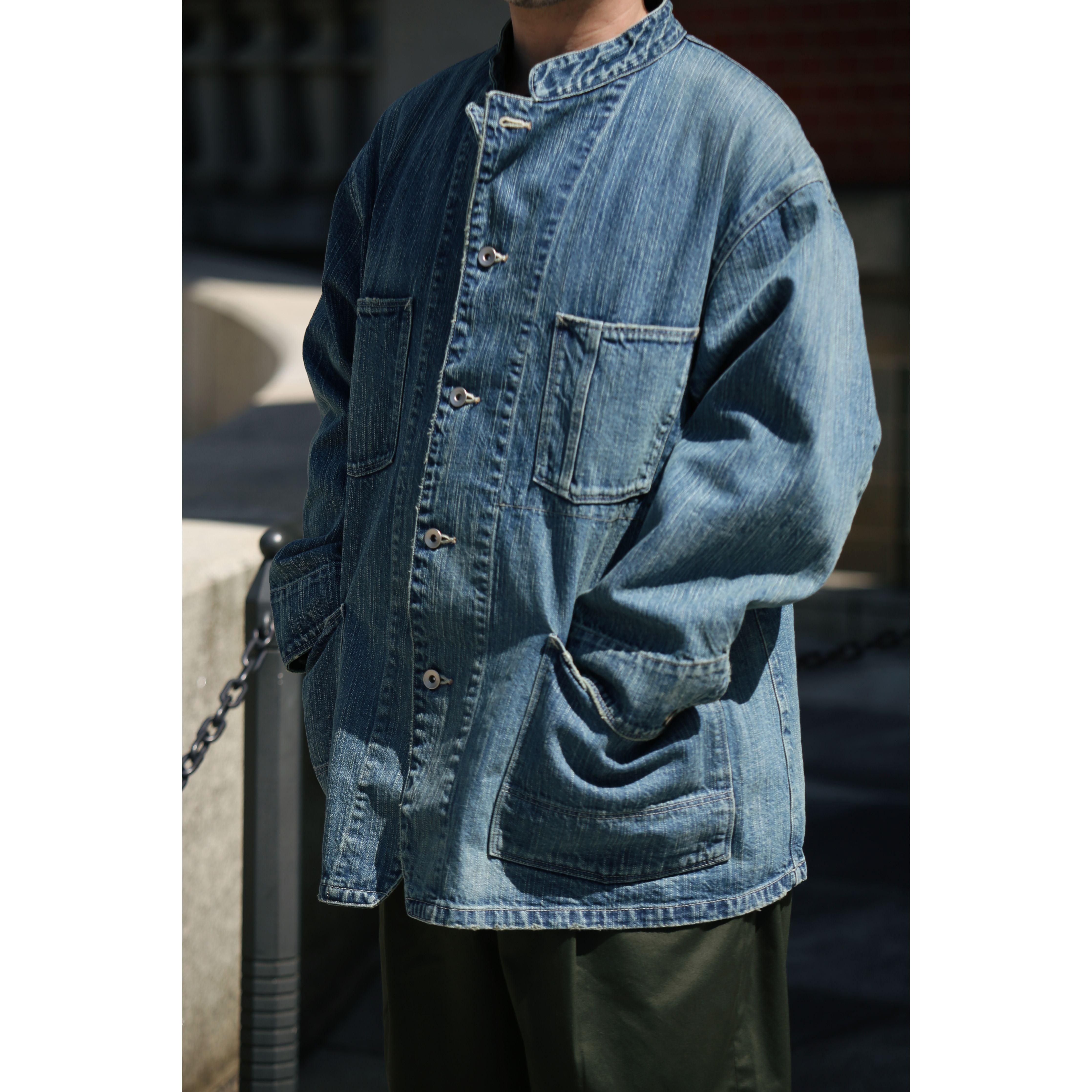 STEINBECK DENIM STAND COLLAR JACKET – CLASSIC GENTLEMAN PORTER