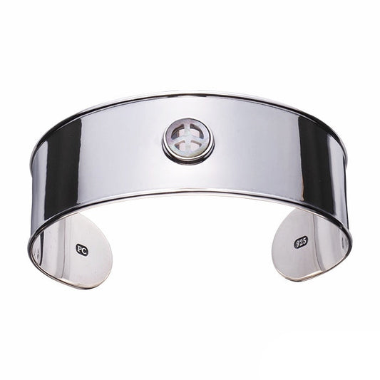 PEACE INLAY SILVER BANGLE