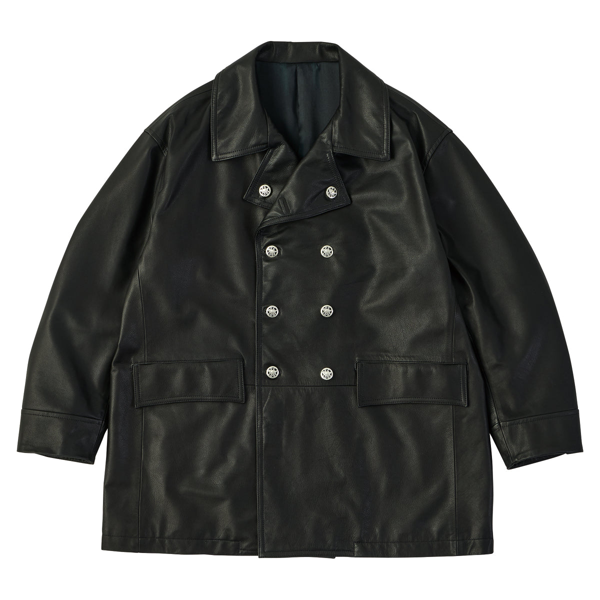 LEATHER DRUG STORE JACKET W/SILVER BUTTONS