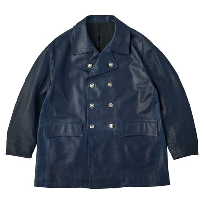 LEATHER DRUG STORE JACKET W/SILVER BUTTONS