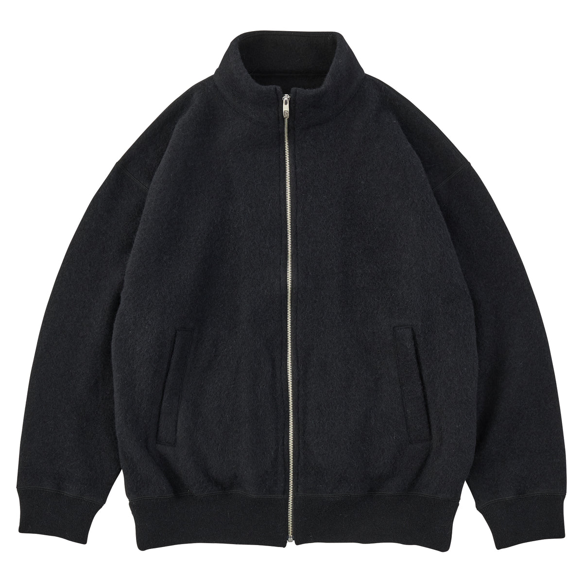 BABY ALPACA / CASHMERE DOUBLE FACE ZIP UP JACKET W / SILVER ZIPPER