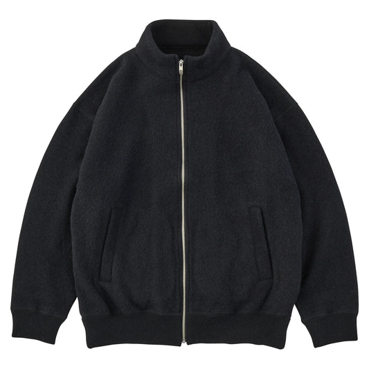 BABY ALPACA / CASHMERE DOUBLE FACE ZIP UP JACKET W / SILVER ZIPPER