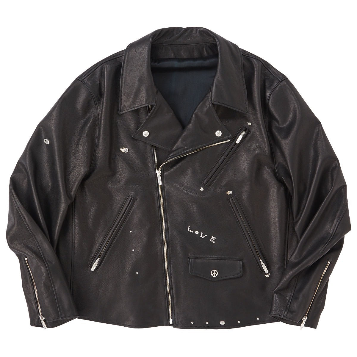 PC RIDERS JACKET W/LOVE & PEACE SILVER CUSTOM 002 (LIMITED)