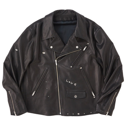 PC RIDERS JACKET W/LOVE & PEACE SILVER CUSTOM 002 (LIMITED)