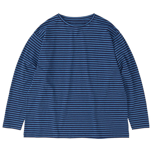 H/W INDIGO BORDER CREWNECK