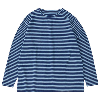 H/W INDIGO BORDER CREWNECK