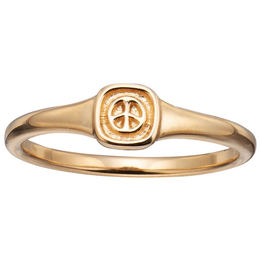 PEACE SIGNET GOLD RING