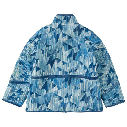 KOKIJI PATCH WORK ZIP UP JACKET PAINTED BLUE STIPE