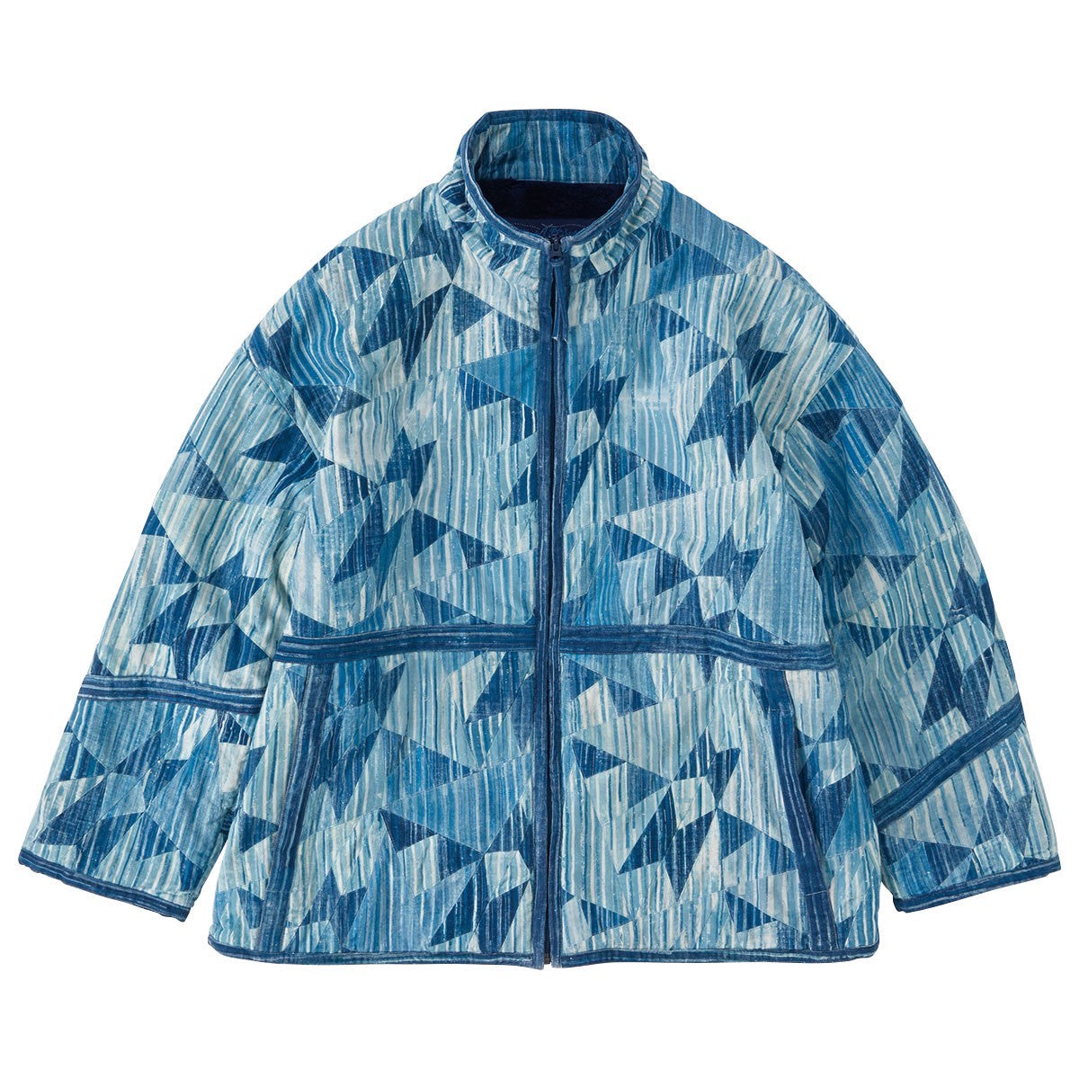 KOKIJI PATCH WORK ZIP UP JACKET PAINTED BLUE STIPE