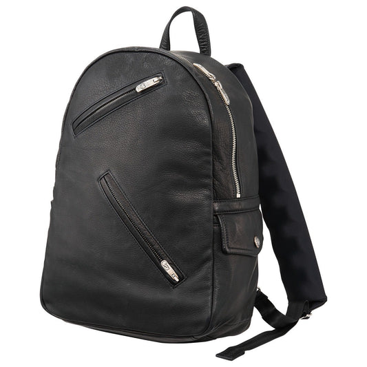 PC RIDERS LEATHER Newton RUCKSACK W/LOVE & PEACE SILVER