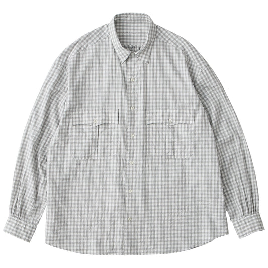 ROLL UP HEATHER GINGHAM CHECK SHIRT (GIZA 120/2)