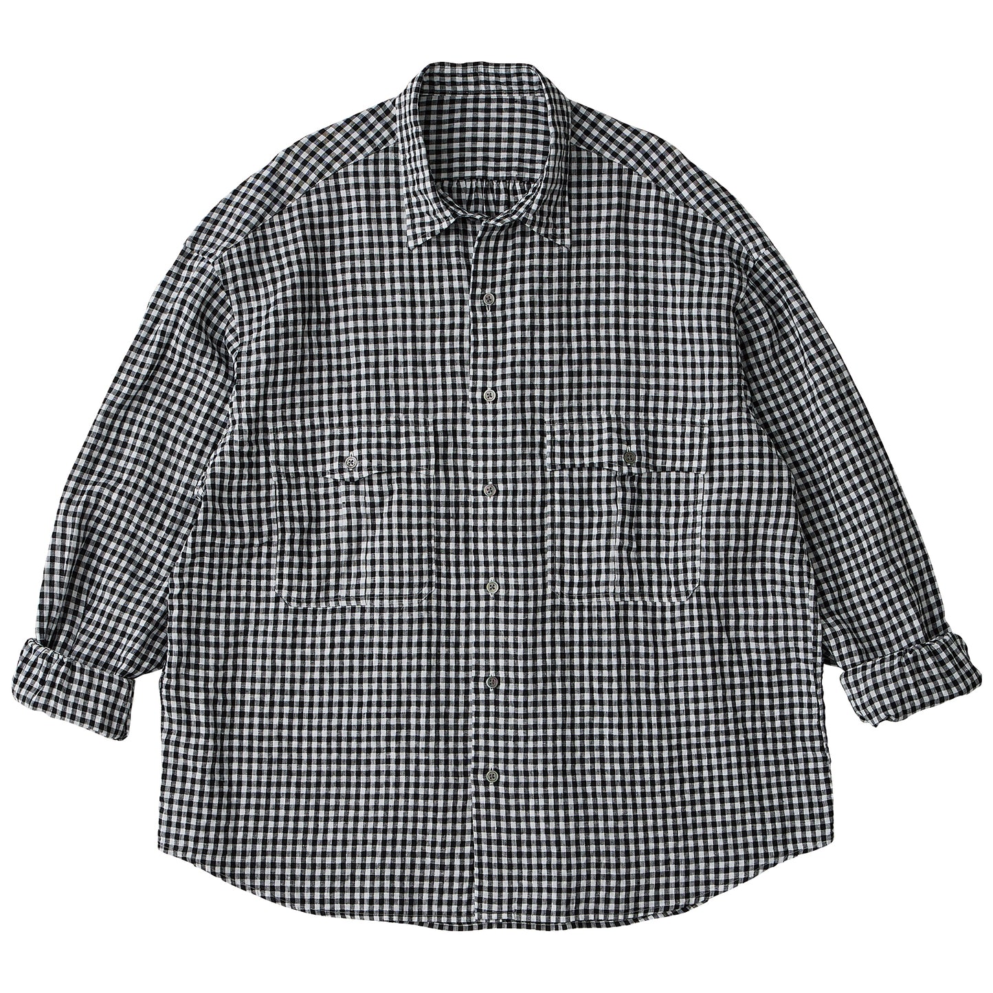 ROLL UP LINEN GINGHAM CHECK SHIRT