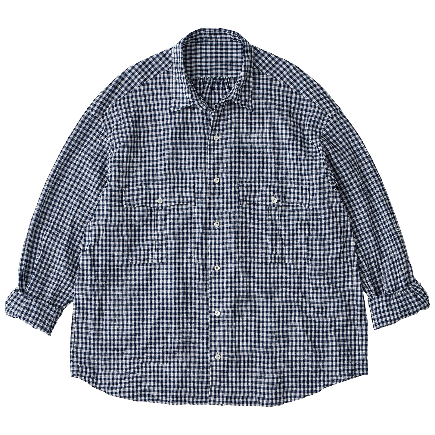 ROLL UP LINEN GINGHAM CHECK SHIRT