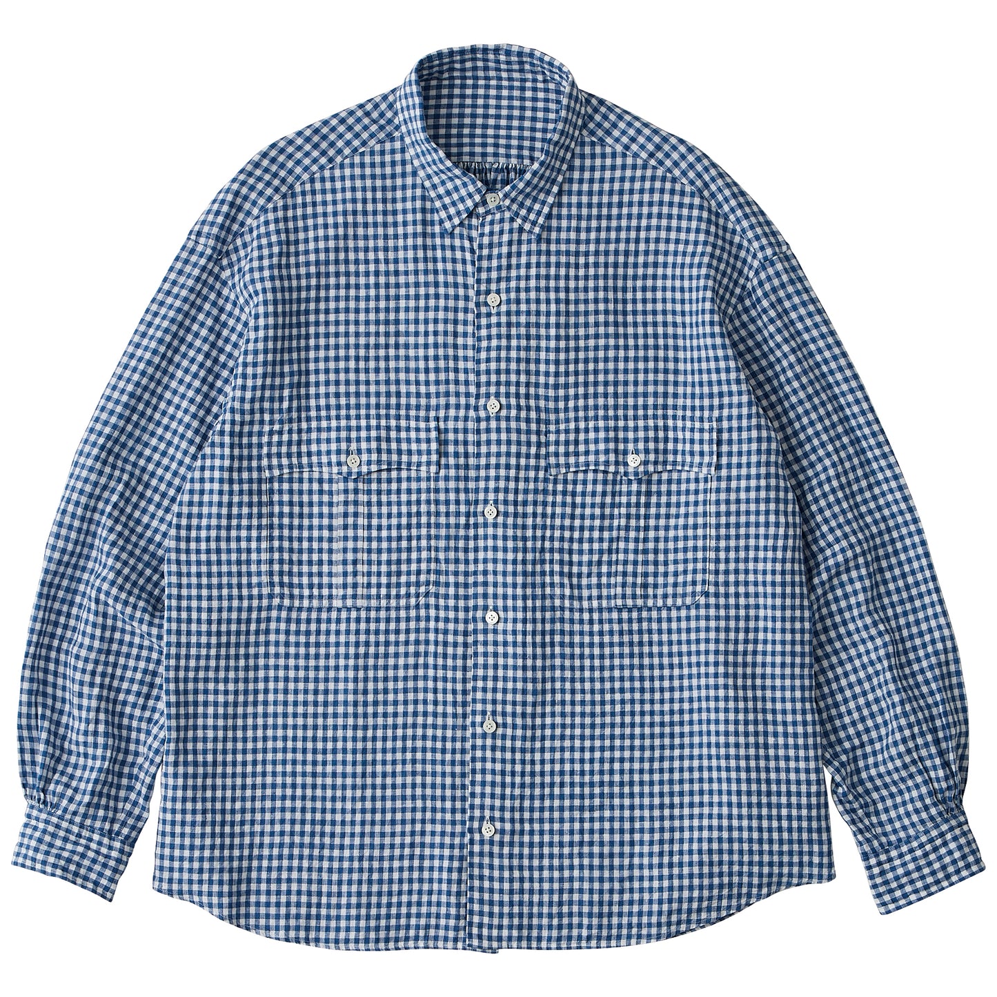 ROLL UP LINEN GINGHAM CHECK SHIRT