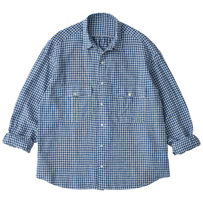 ROLL UP LINEN GINGHAM CHECK SHIRT