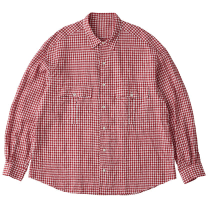ROLL UP LINEN GINGHAM CHECK SHIRT