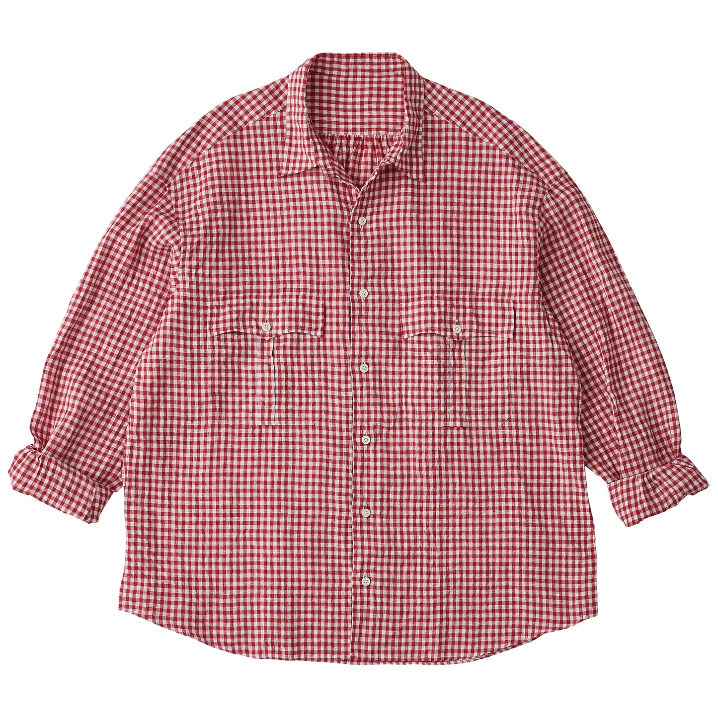 ROLL UP LINEN GINGHAM CHECK SHIRT