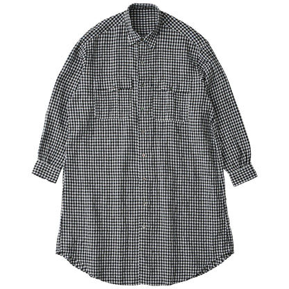 ROLL UP LINEN GINGHAM CHECK SHIRT DRESS