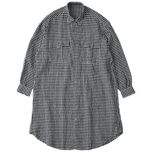 ROLL UP LINEN GINGHAM CHECK SHIRT DRESS