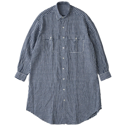 ROLL UP LINEN GINGHAM CHECK SHIRT DRESS