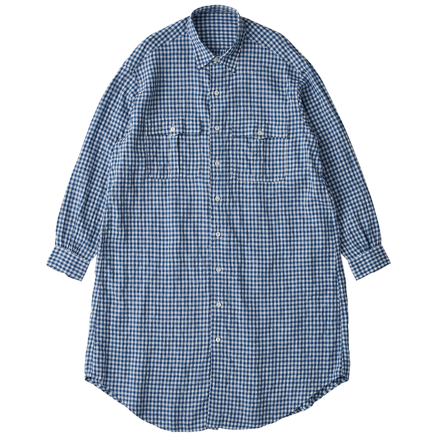 ROLL UP LINEN GINGHAM CHECK SHIRT DRESS