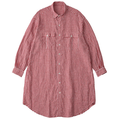 ROLL UP LINEN GINGHAM CHECK SHIRT DRESS