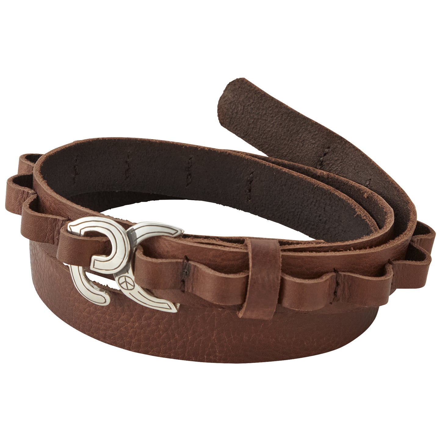 LEATHER SILVER BUCKLE BELT (PC)