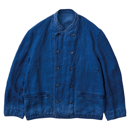 INDIGO LINEN SHORT RIDERS JACKET