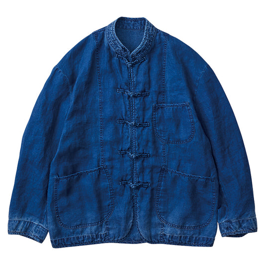INDIGO LINEN CHINESE JACKET