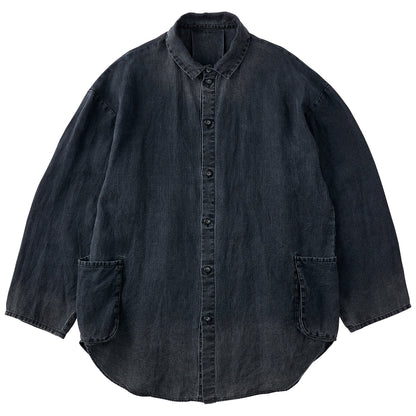 BLACK LINEN SHIRT JACKET