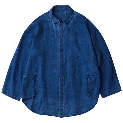INDIGO LINEN SHIRT JACKET 2026