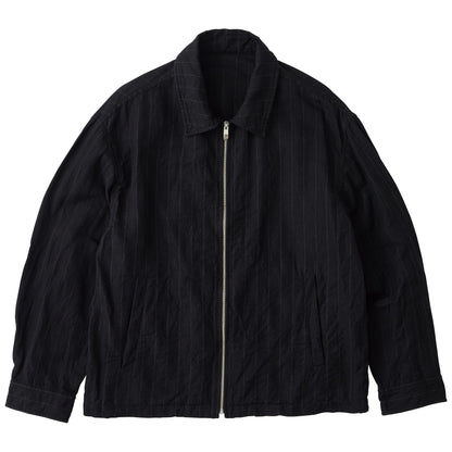 PIN STRIPE LINEN COTTON ZIP UP JACKET W / LOVE & PEACE SILVER