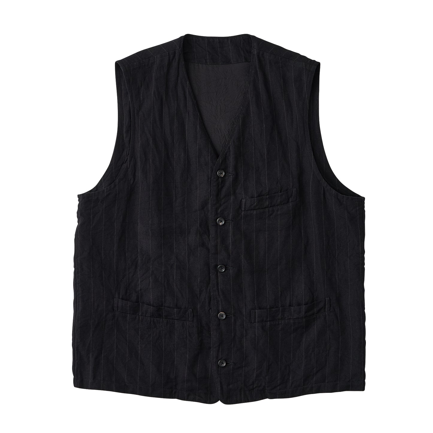 PIN STRIPE LINEN COTTON CLASSIC VEST WATCH CHAIN ITEM