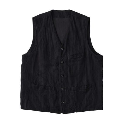 PIN STRIPE LINEN COTTON CLASSIC VEST WATCH CHAIN ITEM