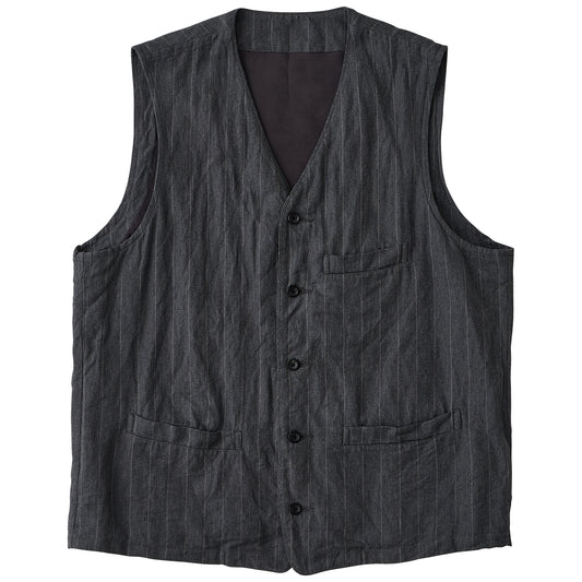 PIN STRIPE LINEN COTTON CLASSIC VEST WATCH CHAIN ITEM