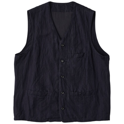 PIN STRIPE LINEN COTTON CLASSIC VEST WATCH CHAIN ITEM