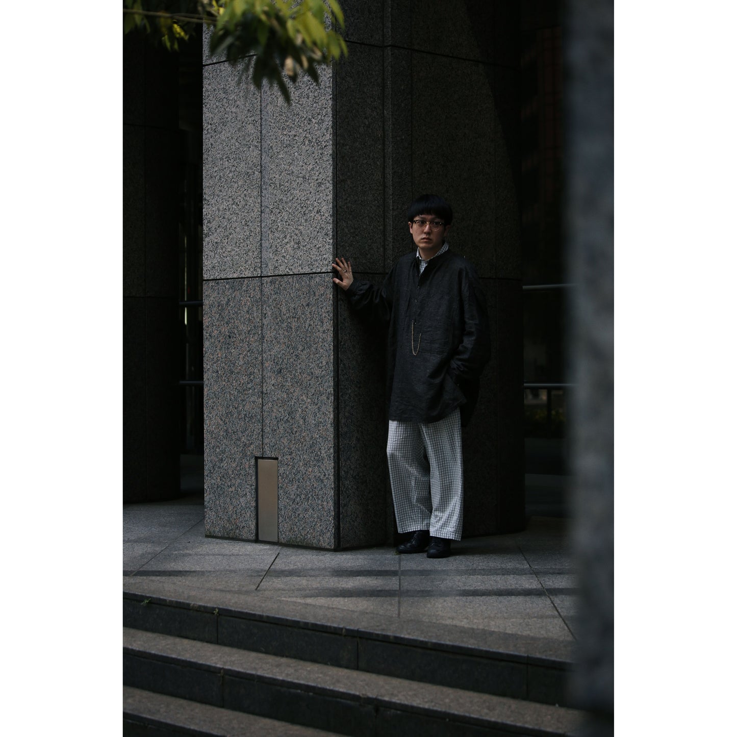 "PC EXCLUSIVE" BRESSON STAND COLLAR LONG SMOCK SHIRT