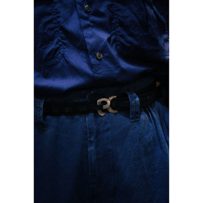 LEATHER SILVER BUCKLE BELT (PC)
